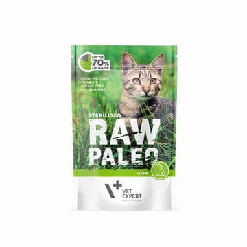 VETEXPERT Raw Paleo Adult Cat Sterilized Elniena - šlapias kačių maistas - 100 g