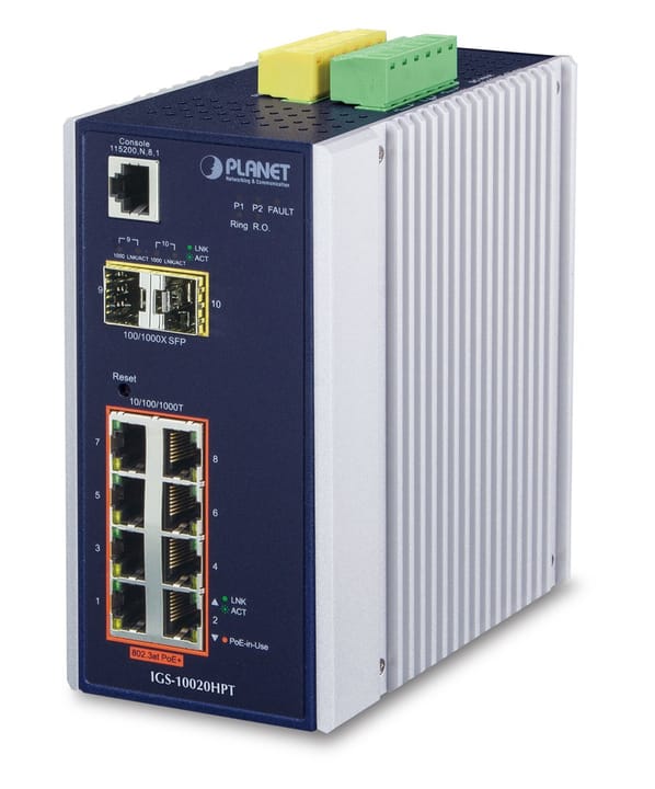 PLANET IGS-10020HPT tinklo komutatorius Valdomas L2+ Gigabit Ethernet (10/100/1000) Maitinimas per Eternetą (PoE) Juoda, Balta