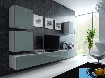 Cama VIGO 22 BI/SZ svetainės sekcija Spinta daiktams ir garso / vaizdo technikai laikyti