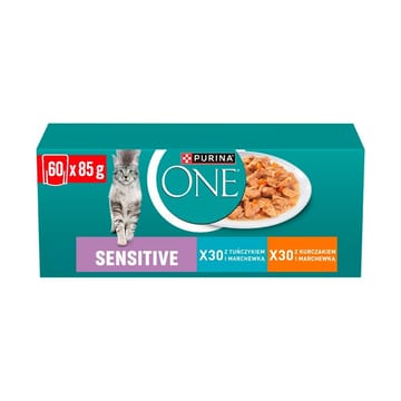 PURINA One Sensitive Box - šlapias kačių maistas - 60x85g