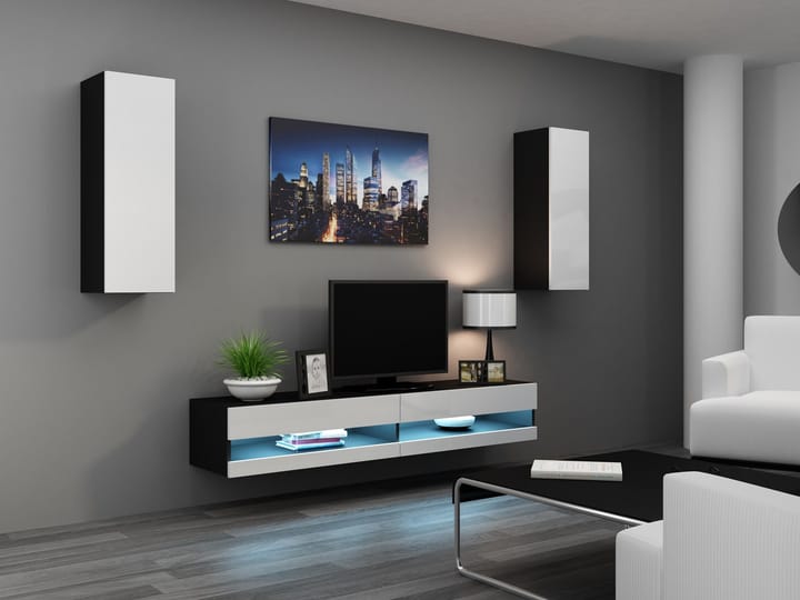 Cama VIGO NEW10CZ/BI svetainės sekcija Spinta daiktams ir garso / vaizdo technikai laikyti