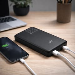 Išorinė baterija 10 000 mAh, 1× USB, 2× USB-C, 20 W, QC4+, LCD ekranas, juoda 7