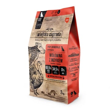 WIEJSKA ZAGRODA Beef with turkey L - sausas maistas šunims - 2kg