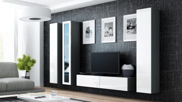 Cama VIGO 15 SZ/BI svetainės sekcija Spinta daiktams ir garso / vaizdo technikai laikyti