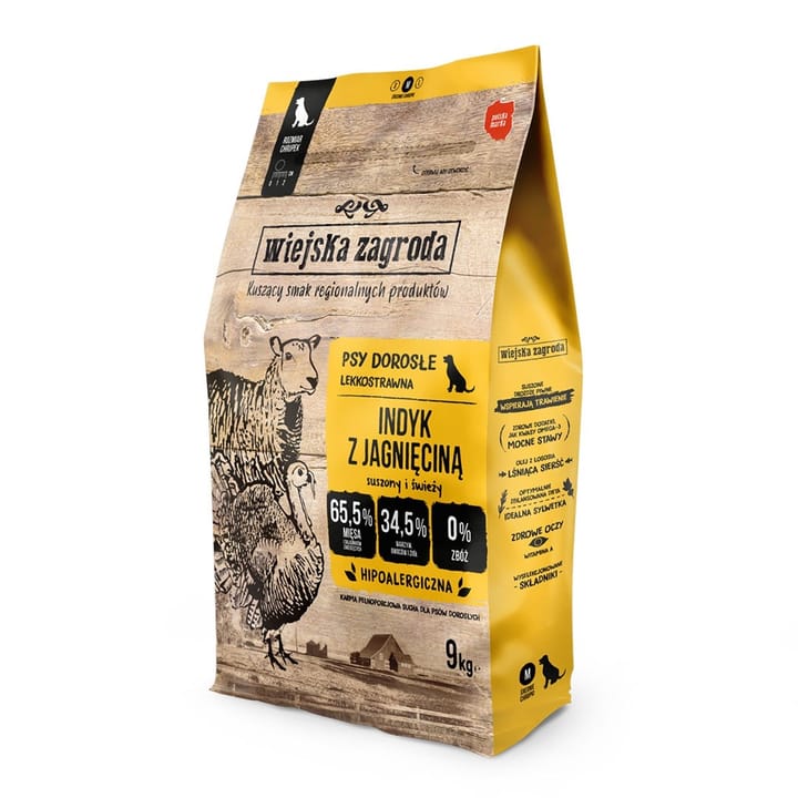 WIEJSKA ZAGRODA Turkey with lamb M - sausas maistas šunims - 9kg