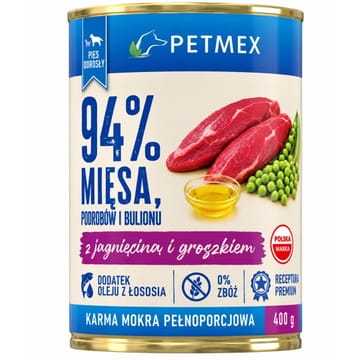 PETMEX with lamb and peas - drėgnas ėdalas šunims - 400g