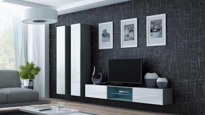 Cama VIGO 19 SZ/BI svetainės sekcija Spinta daiktams ir garso / vaizdo technikai laikyti