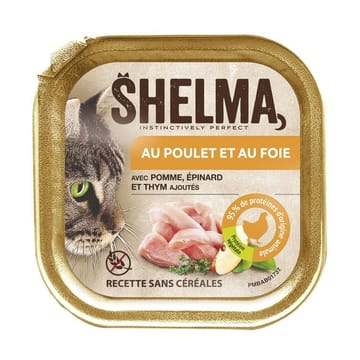SHELMA Chicken and liver pate - šlapias kačių maistas - 100g