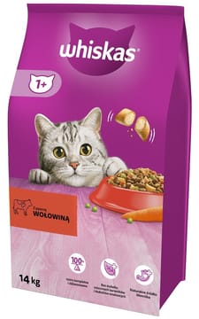 WHISKAS Adult Beef - sausas kačių maistas - 14 kg