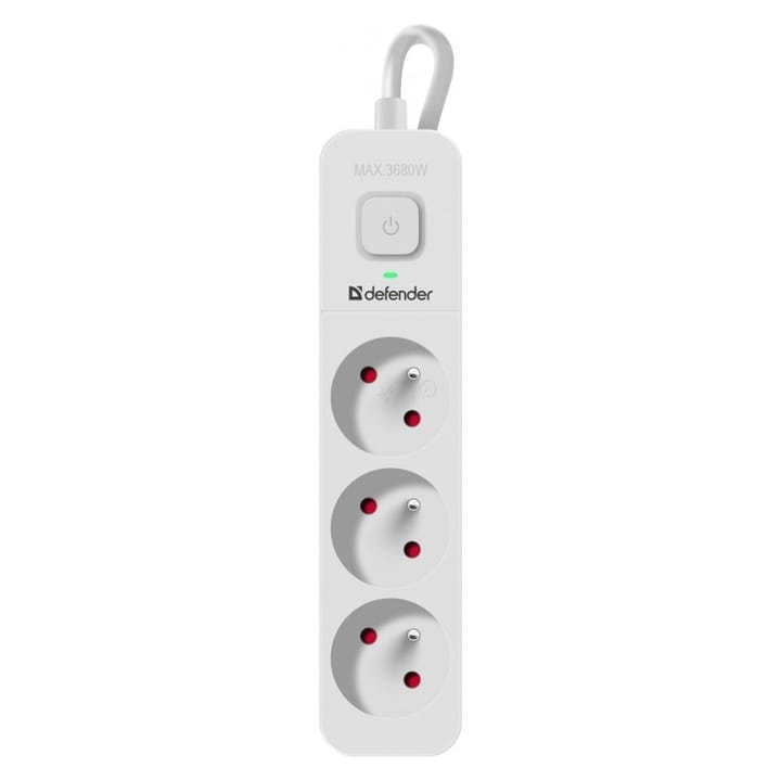 DEFENDER POWER STRIP 3 SLOTS 1,5M WHITE 99460