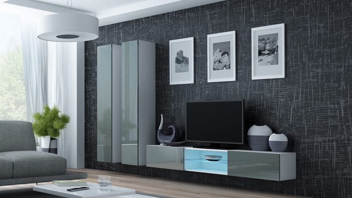 Cama VIGO 19 BI/SZ svetainės sekcija Spinta daiktams ir garso / vaizdo technikai laikyti