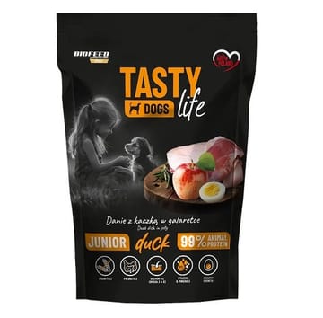BIOFEED Tasty Dogs Life Junior Duck - drėgnas ėdalas šunims - 500g