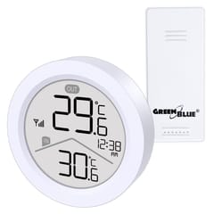 GreenBlue belaidė meteorologinė stotis, vidaus/lauko temperatūra, laikrodis, °C/°F pasirenkama, veikimo nuotolis iki 60 m, GB162 1