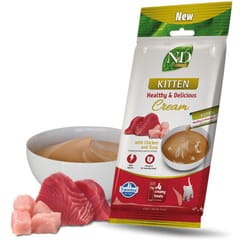 FARMINA N&D Prime Cat Cream with chicken & tuna kitten box – skanėstas kačiukui – 4x15g 2