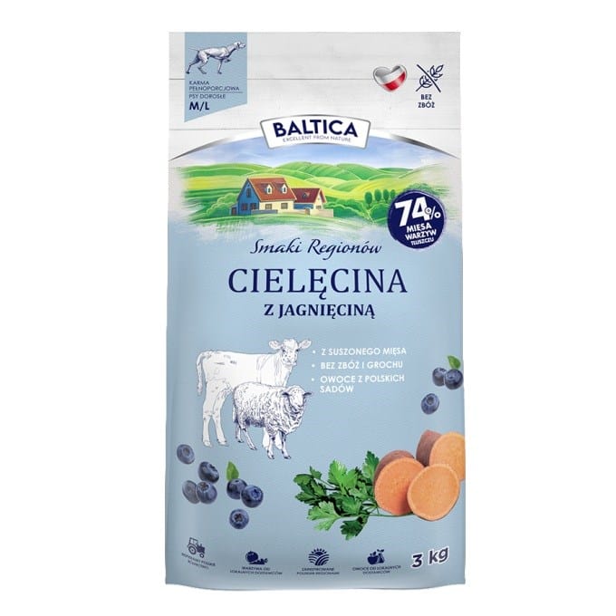 BALTICA Smaki regionów Medium and large breeds Veal with lamb - sausas maistas šunims - 3kg