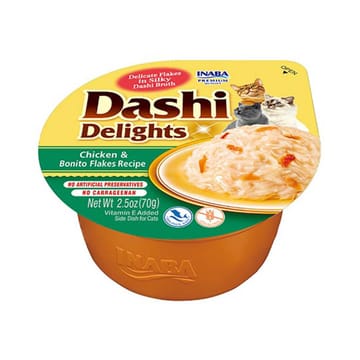 INABA Dashi Delights Chicken with bonito flakes in broth - skanėstas katėms - 70g