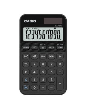 Skaičiuotuvas Casio SL-310YC-BK su baterijomis ir saulės energija, juodos spalvos
