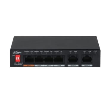 Dahua Technology PFS3006-4ET-60 Ne-valdomas L2 Fast Ethernet (10/100) Maitinimas per Eternetą (PoE) Juoda