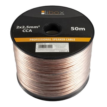 Libox garsiakalbių kabelis 2x2,50mm LB0009-50 garso kabelis 50 m Permatomas