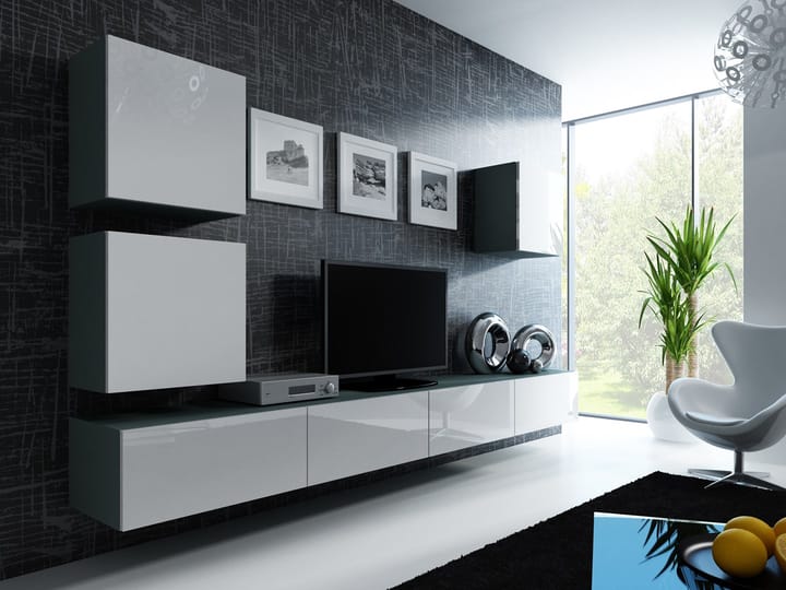 Cama VIGO 22 SZ/BI svetainės sekcija Spinta daiktams ir garso / vaizdo technikai laikyti