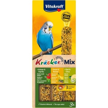 VITAKRAFT Kräcker Mix Banana, kiwi, pepper - skanėstai nuo banguotosios papūgos - 3 vnt.