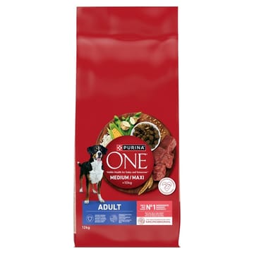 PURINA One Adult Medium/Maxi Rich in beef with rice - sausas maistas šunims - 12kg