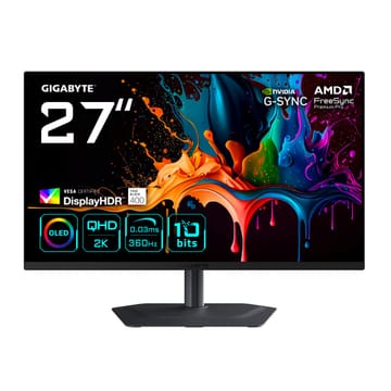 GIGABYTE MO27Q3 kompiuterio monitorius 68,6 cm (27") 2560 x 1440 pikseliai Quad HD QD-OLED Juoda