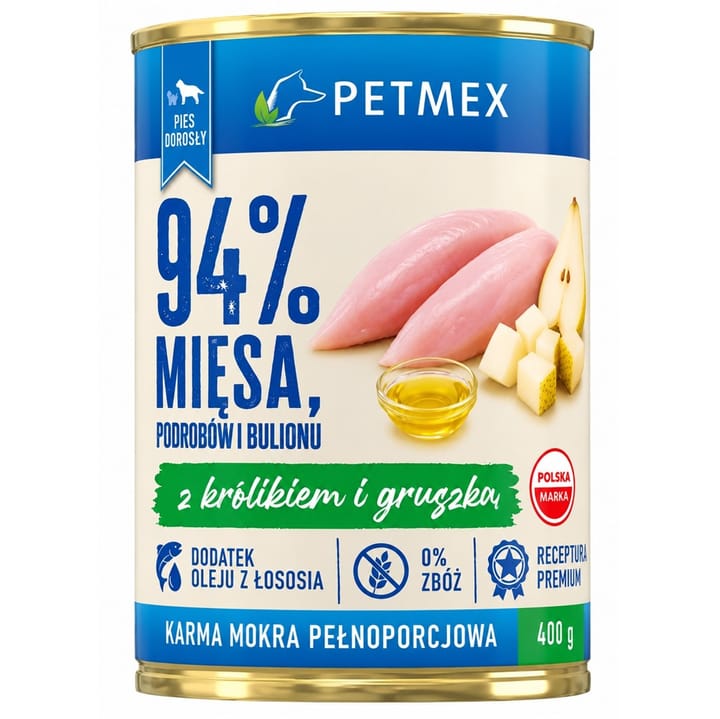 PETMEX with rabbit and pear - drėgnas ėdalas šunims - 400g