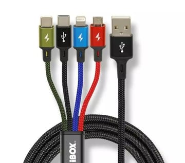 Universalus 4-in-1 įkrovimo kabelis I-BOX USB IKUM4W1