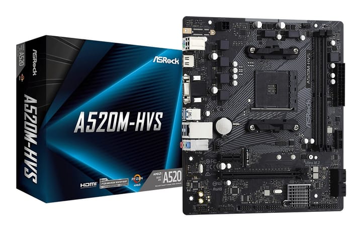 Asrock A520M-HVS AMD A520 AM4 lizdas „micro ATX“