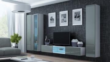 Cama VIGO 17 BI/SZ svetainės sekcija Spinta daiktams ir garso / vaizdo technikai laikyti