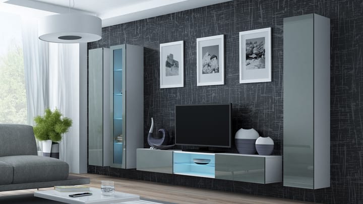 Cama VIGO 17 BI/SZ svetainės sekcija Spinta daiktams ir garso / vaizdo technikai laikyti