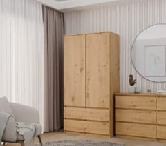 Topeshop SZAFA MALWA ART miegamojo drabužių / sieninė spinta 5 spintos 2 durys Ąžuolas Drabužinė 8