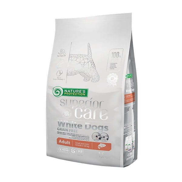 NATURE'S PROTECTION Superior Care White Dogs Grain Free Junior Small Białoryba - sausas maistas šuniukams - 1,5 kg