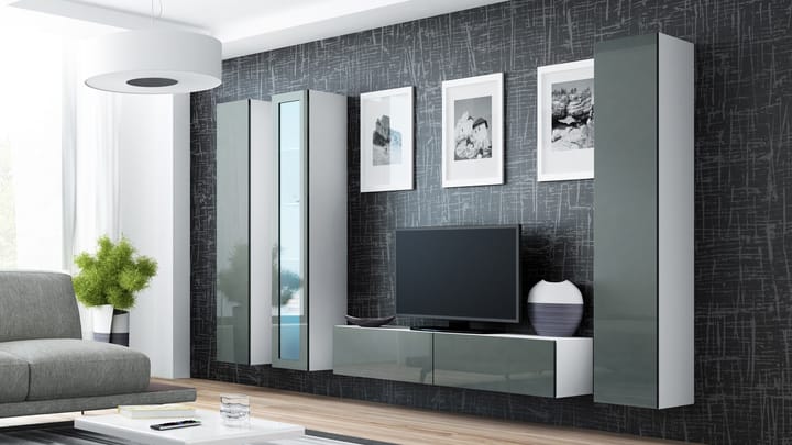Cama VIGO 15 BI/SZ svetainės sekcija Spinta daiktams ir garso / vaizdo technikai laikyti