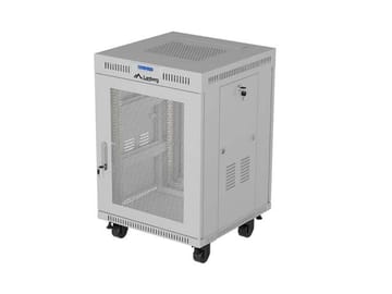 PASTATOMA 19" 15U 600 × 800 PILKA RACK SPINTA SU PERFORUOTOMIS DURIMIS IR LCD EKRANU, LANBERG (FLAT PACK)