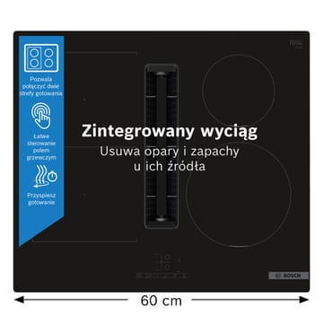 Bosch Serie 4 PVS611B16E viryklė Juoda Įmontuoti 59.2 cm Indukcinė viryklė, padalyta į sritis 4 zone(s)