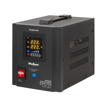 Avarinis maitinimo šaltinis „Rebel POWER-800“ – keitiklis su grynu sinusiniu signalu ir įkrovimo funkcija, 12 V, 230 V, 800 VA/500 W