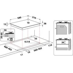 Whirlpool TGML 660 NB Įmontuoti 58 cm Dujinė 4 zone(s) 5