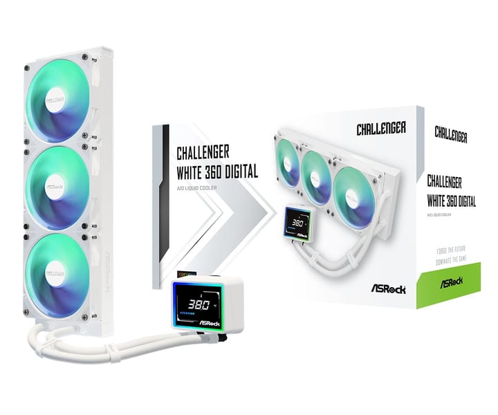 Asrock Challenger White 360 Digital Procesorius Universalusis skystinis aušintuvas 12 cm Balta