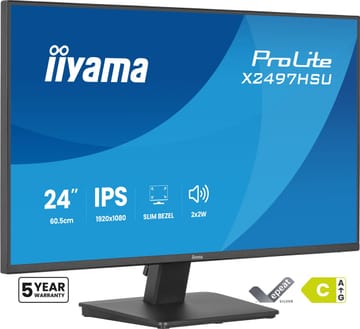 iiyama ProLite X2497HSU-B1 kompiuterio monitorius 60,5 cm (23.8") 1920 x 1080 pikseliai „Full HD“ LED Juoda
