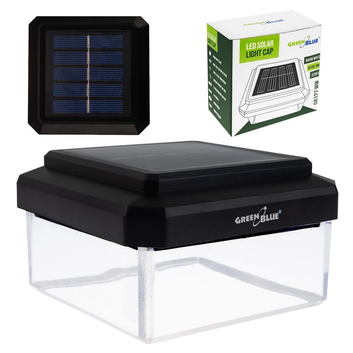 GreenBlue LED saulės lempa stulpui, 80x80 mm, vokelio formos gaubtas, 3200 K, GB127 WW