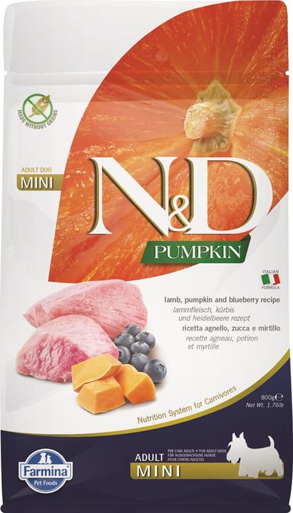 FARMINA N&D Pumpkin Dog Lamb & Blueberry Adult Mini - sausas maistas šunims - 800 g