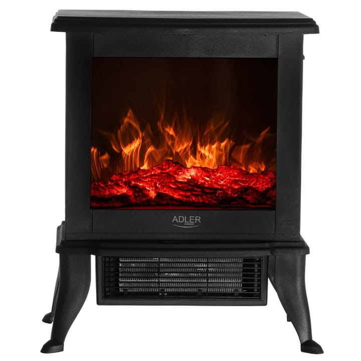 Elektrinis židinys ADLER AD 7754 2 kaitinimo lygiai: 1000 W / 1800 W | 3D liepsnos efektas | Termostatas Juoda