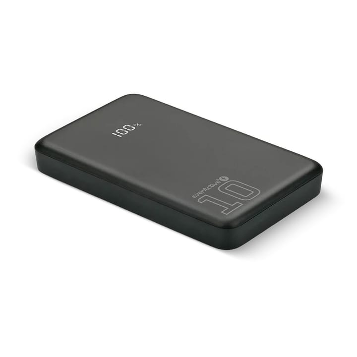 Išorinė baterija 10 000 mAh, 1× USB, 2× USB-C, 20 W, QC4+, LCD ekranas, juoda