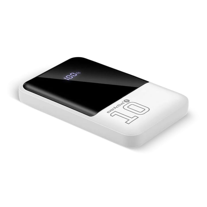 Išorinė baterija 10 000 mAh, 2× USB, 1× USB-C 22,5 W, QC4+, LCD ekranas, balta
