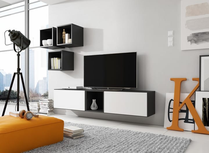 Cama ROCO8 CZ/CZ/BI svetainės sekcija Spinta daiktams ir garso / vaizdo technikai laikyti