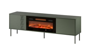 Cama RTV spintelė EF + židinys juoda TRESSE 180x40x54,5 matinė žalia