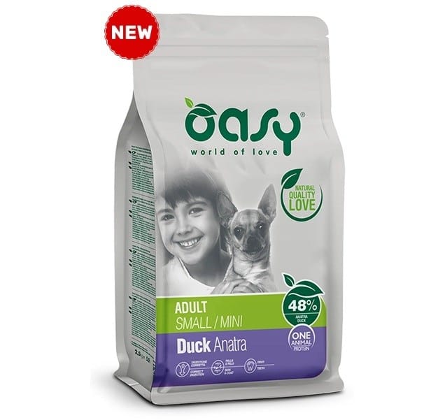 OASY One Animal Protein Adult Small/Mini Duck - sausas maistas šunims - 2,5kg