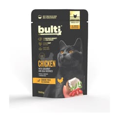BULTI Superfood malta vištiena su kokosu ir mėlynėmis mono - drėgnas pašaras katėms - 100g